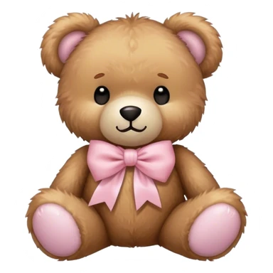 Fluffy teddy bear with light pink bow  sticker