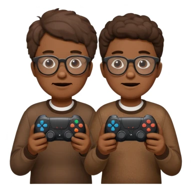 Two poops wearing glasses and each on holding ps5 controller sticker