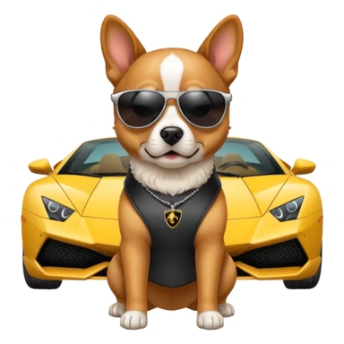 Dog with bomb with shades on a Lamborghini sticker