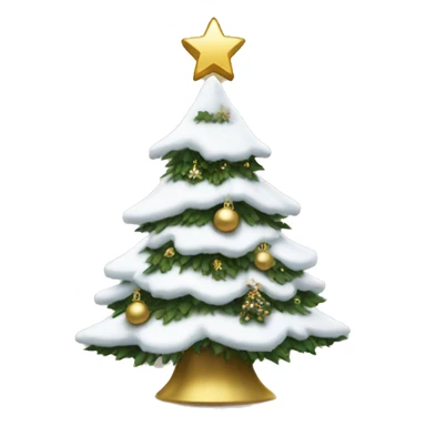 christmas tree with snow and white and gold decorations  sticker
