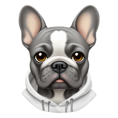 Grey French bulldog with tan tips in a hoodie  sticker