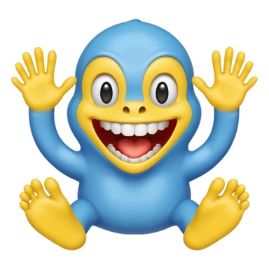 Make it be based off the horror game, poppy playtime.\n Make it have a head shape like a heart. Didn't make it tall, make it have sharp teeth, make its hands yellow, make it slipper, smiling and makes his feet yellow too.  And make it all blue sticker