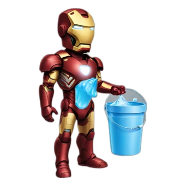 Iron man holding a bucket of water sticker