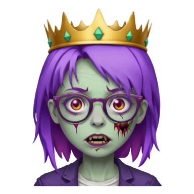 crowned woman zombie with glasses and purple hair  sticker