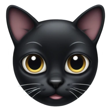 Black cat with big eyes and a bow sticker