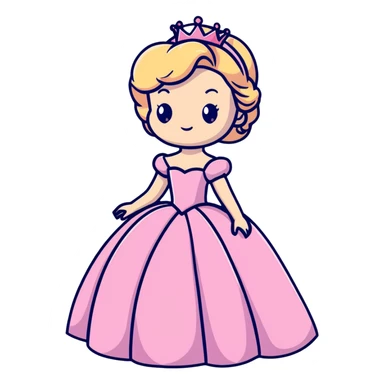 blonde princess holding her puffy pink ballgown dress sticker