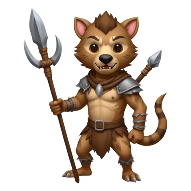 create a dnd style gnoll.png with a spear using 48x48 pixels size sticker