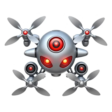 Flying robot, small propellers, glowing eyes. sticker