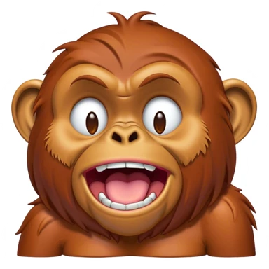 Cinematic Cute Yawning Orangutan Portrait Emoji, Head tilted slightly with a dramatic, wide-open yawn, showcasing a richly textured face with half-closed, sleepy eyes and a relaxed, open expression, Simplified yet irresistibly adorable features, highly detailed, glowing with a soft, cozy jungle glow, high shine, relaxed yet expressive, stylized with a dash of whimsical charm, soft glowing outline, capturing the essence of a drowsy yet affectionate guardian that appears ready to stretch out for a nap! sticker