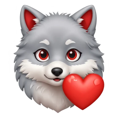 cute wolf inside heart sticker