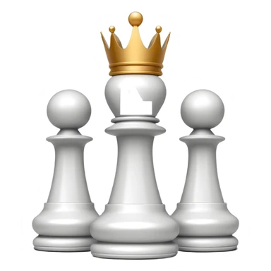 white plastic chess pieces, queen, white sticker