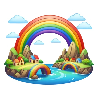 Rainbow Bridge – Arched rainbow connecting flying islands. sticker