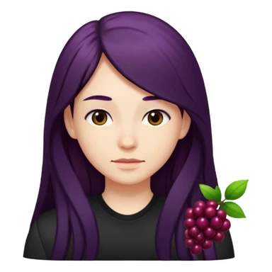 A avatar whit black shirt and berry long hair sticker