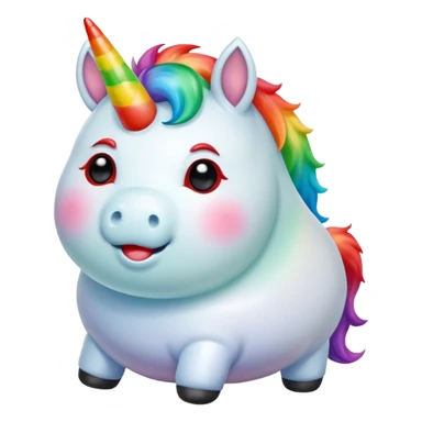 Small chubby unicorn coloured jade, black and red eyes, farting rainbow sticker