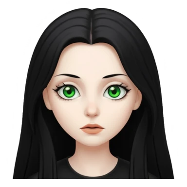 Goth white gf with green eyes and long black hair sticker