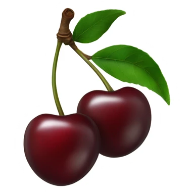 two burgundy cherries on dark green single stem sticker