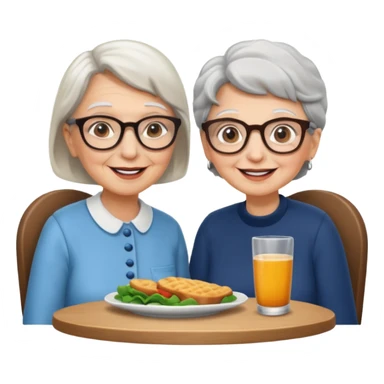 conversación dentro de un restaurant  dos personas y una de las persoans sea una abuela sticker