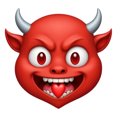 Devil's face? With heart-shaped eyes. An open, drooling mouth. sticker