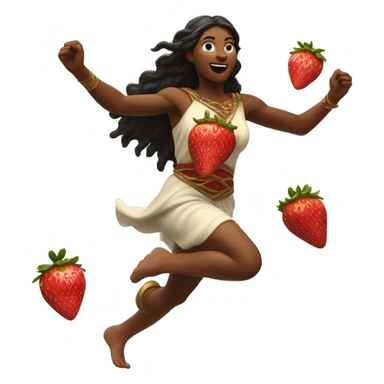 Litha strawberry Pagan goddess sprinting, with a large stride and arms outstretched sticker