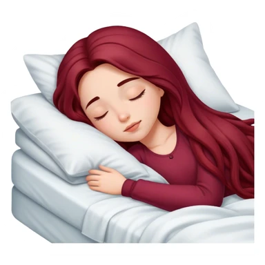 A beautiful, burgundy long haired girl sleeping in bed sticker