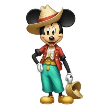 Mickey mouse with strawhat sticker