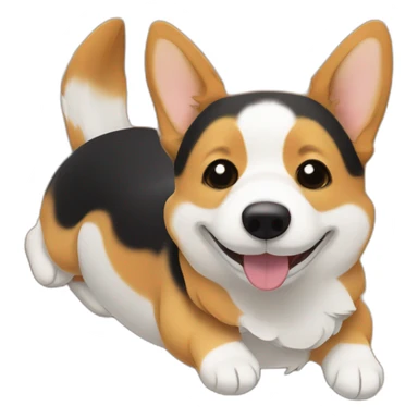 black and tan corgi lying on its back sticker
