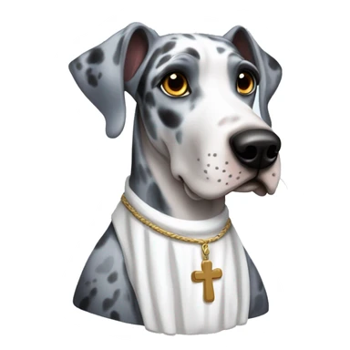 Blue Merle Great Dane wearing a nun costume  sticker