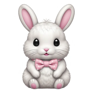 Fluffy rabbit with polka-dot pink bow tie, body sticker