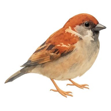 watercolor style sparrow sticker
