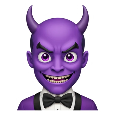 purple face devil with bowtie sticker