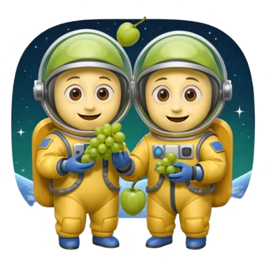 two minions with space suits eating grapes sticker