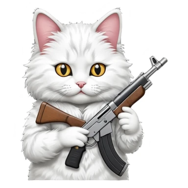 black and white cat with an ak47 gun sticker