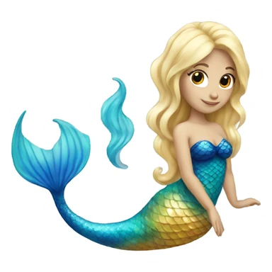 blonde mermaid with blue tail sticker