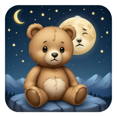 Sad Teddy bear looking at moon sticker