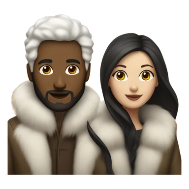 Dark haired White couple in long fur coats sticker