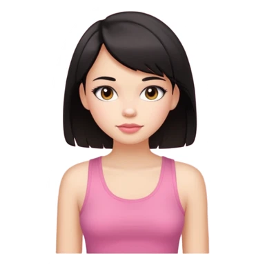 chica morena clara, corte de cabello negro y medio, con una blusa de tirantes simple, rosa y coquette sticker