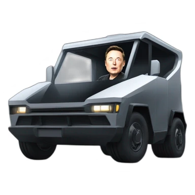 Elon musk riding in a Tesla cyber truck  sticker