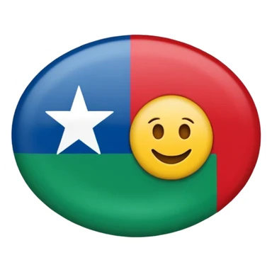 Emoji de bandera, mitad, azul y mitad inferior verde con un círculo rojo en el centro de la bandera en forma de rueda sticker