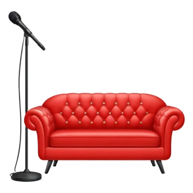 Red sofa with microphone stand sticker