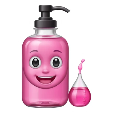 Smiling freaky baby oil bottle pink sticker