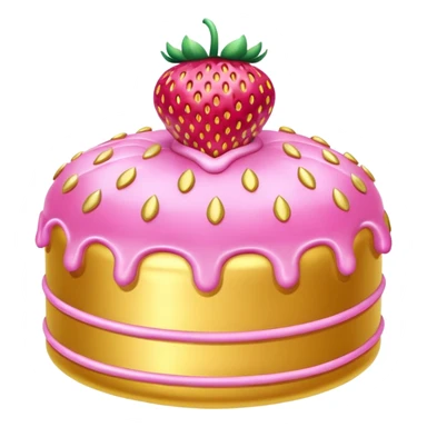 gold rococo pink inflatable puffy strawberry cake sticker