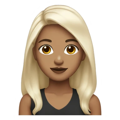 Girl with dark brown hair hazel eyes and two platinum blonde strands of hair in the front sticker