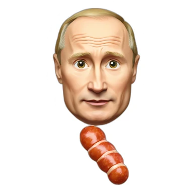 vladimir putin holding a saussage sticker
