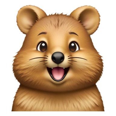Cinematic Comical Quokka Portrait Emoji, Head tilted dramatically with an exaggeratedly amused expression, featuring a quirky, fluffy brown fur with a wide, playful grin and expressive eyes filled with humorous disbelief, Simplified yet hilariously expressive features, highly detailed, glowing with a slightly sassy glow, high shine, dramatic yet playful, stylized with an air of cheeky marsupial mischief, bright and endearing, soft glowing outline, capturing the essence of a spirited and over‐the‐top quokka, so meme‐worthy it feels like it could beam its way into internet fame instantly! sticker