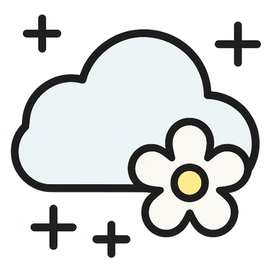 abstract icon for powdery white musk, gentle, airy, white and pale tones, minimalistic, modern sticker