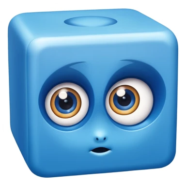 cute blue cube with big eyes sticker