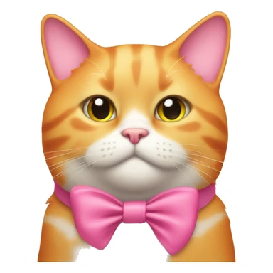 orange fat cat wearing a pink bow sticker