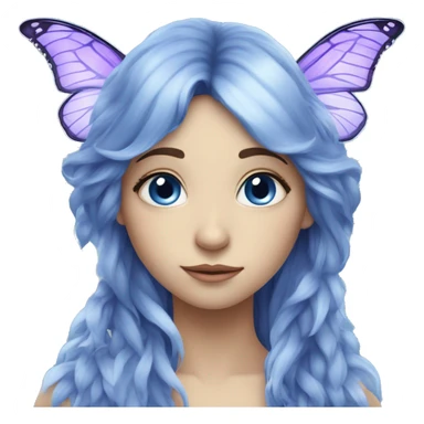 Beautiful, cornflower, fairy, blue, silver, purple, long hair, big butterfly wings sticker