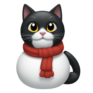 Black cat sat by a snowman  sticker