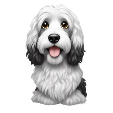 Long haired black and white doodle  sticker